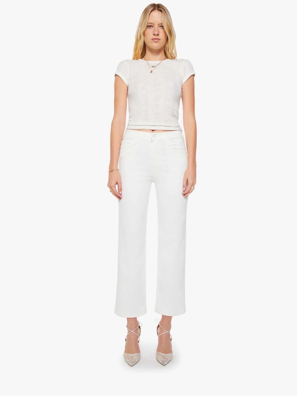 Mother‎ The Rambler Straight Leg Ankle White Jeans Size 32